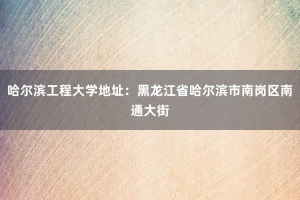 哈尔滨工程大学地址：黑龙江省哈尔滨市南岗区南通大街